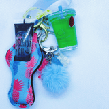 watermelon pom pom keychain