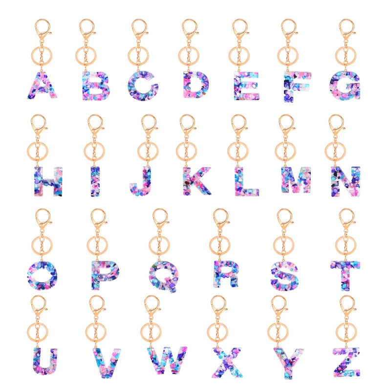 resin letter keychain
