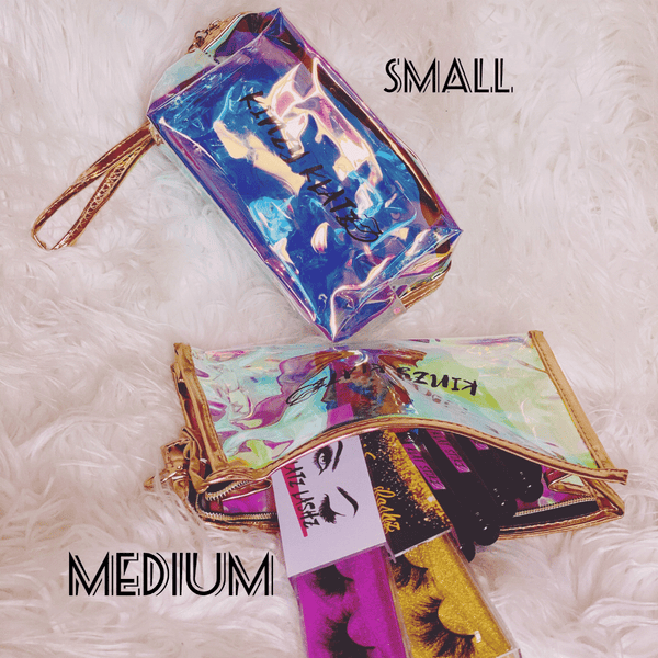 Custom Luxury Golden Lined Sequin Cosmetic Bag:KMS8531-A1269 @ Kinmart