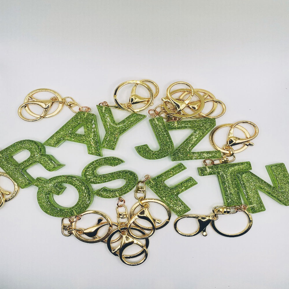 Green Resin Keychain Letter