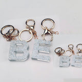 Clear Sparkles Resin Initial Keychain