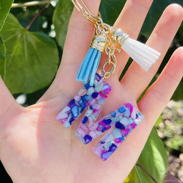 Ocean Breeze Resin Initial Keychain | Kinzy Klatz x